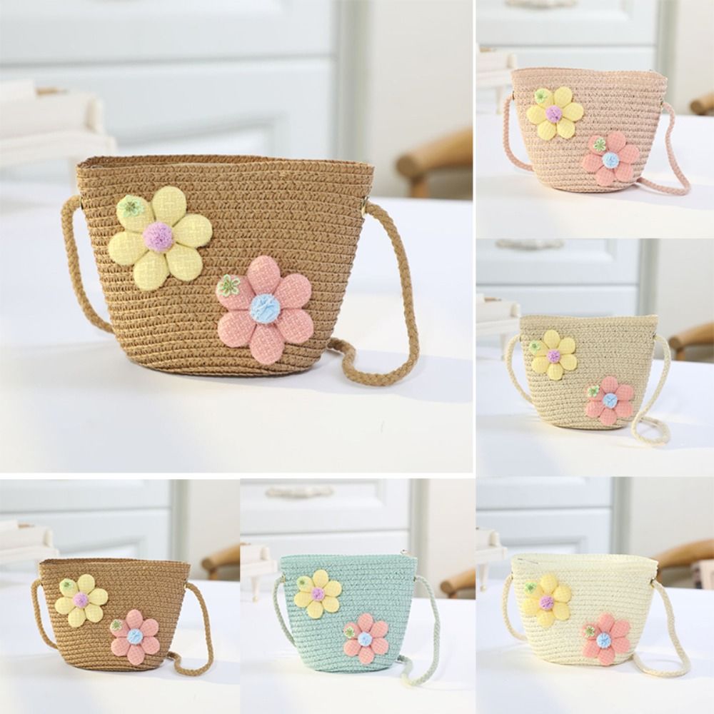 Flower Girl Basket - حقيبة يد نسائية منسوجة يدويًا من
