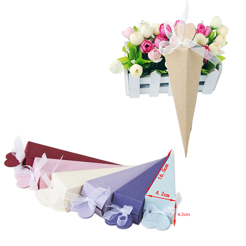 Wedding Favor Box - 10/20/50 قطعة الآيس كريم مخروط الزفاف
