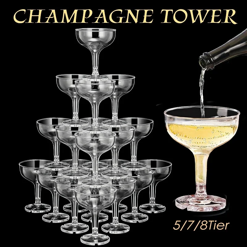 Champagne Tower Set - برج كؤوس شمبانيا بـ 5/7/8 طبقات،