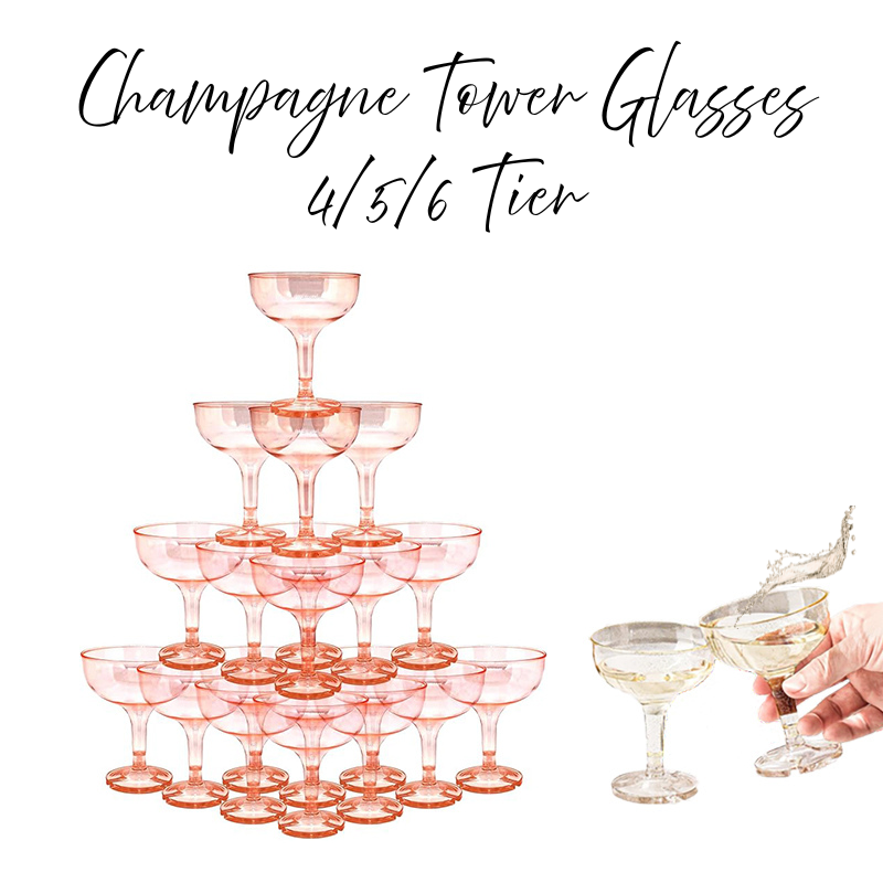 Champagne Tower Set - 4-6 الطبقة الاكريليك برج الشمبانيا نظارات