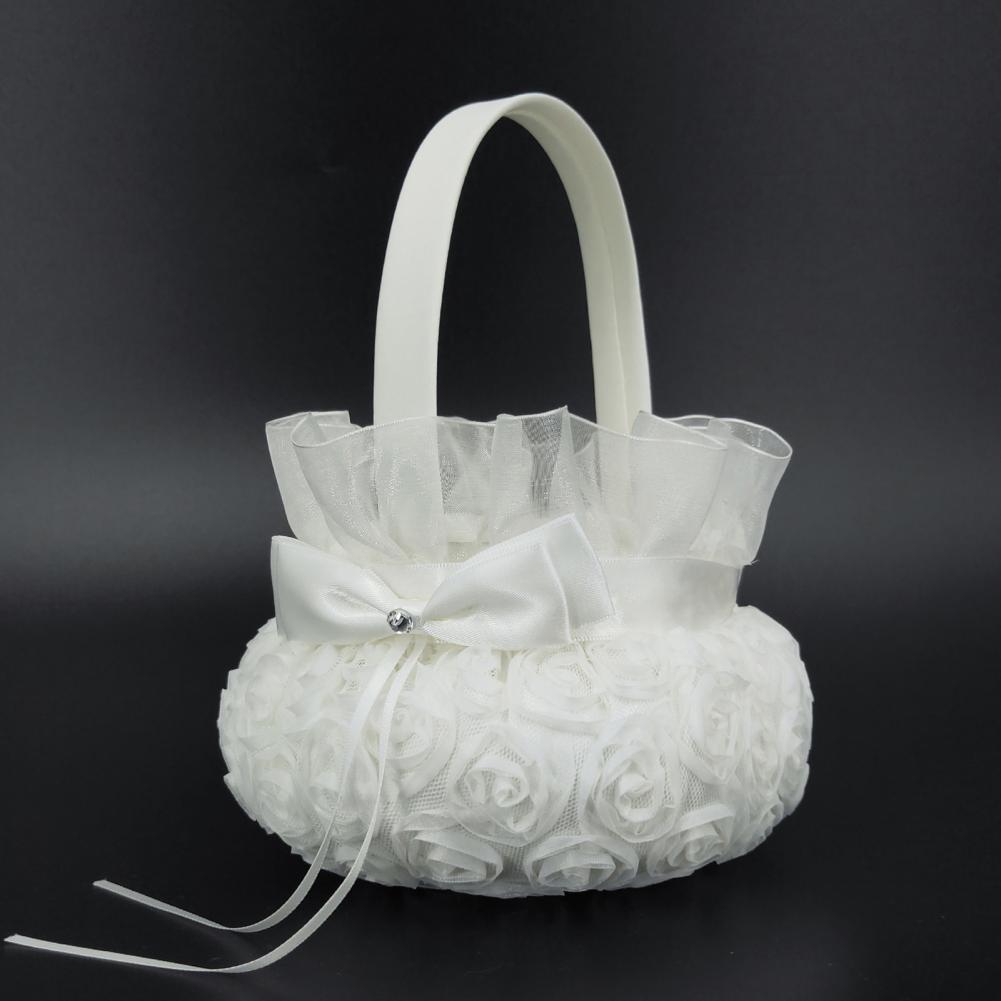 رومانسية زهرة اللؤلؤ Bowknot س - مراجعة Flower Girl Basket وسعره